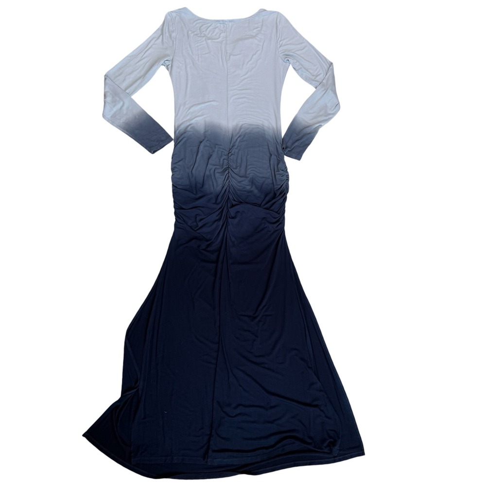 Venus Ruched Maxi Dress Women Sz M Blue Ombre Crochet Long Coastal Mermaidcore - Picture 9 of 16